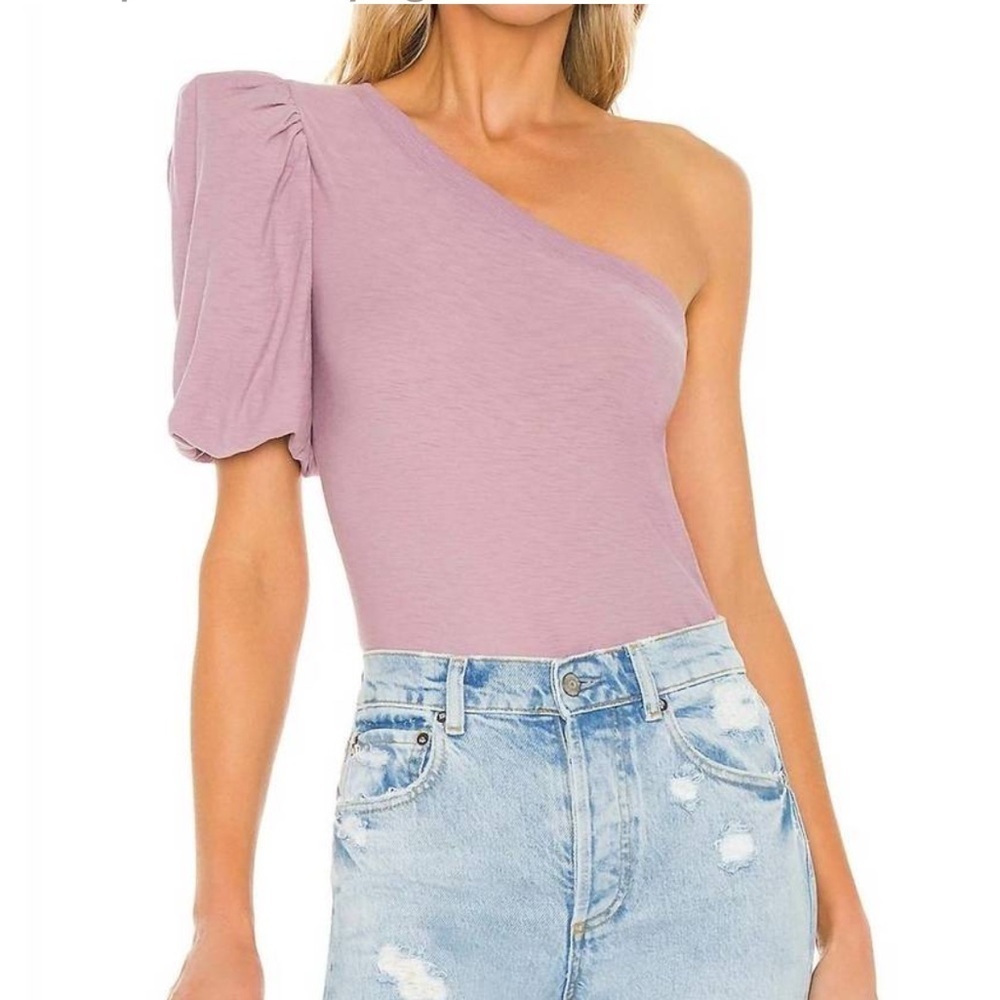 Nation LTD Raine puff sleeve one shoulder tee